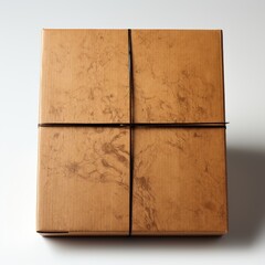 Empty wooden cardboard box. White Background
