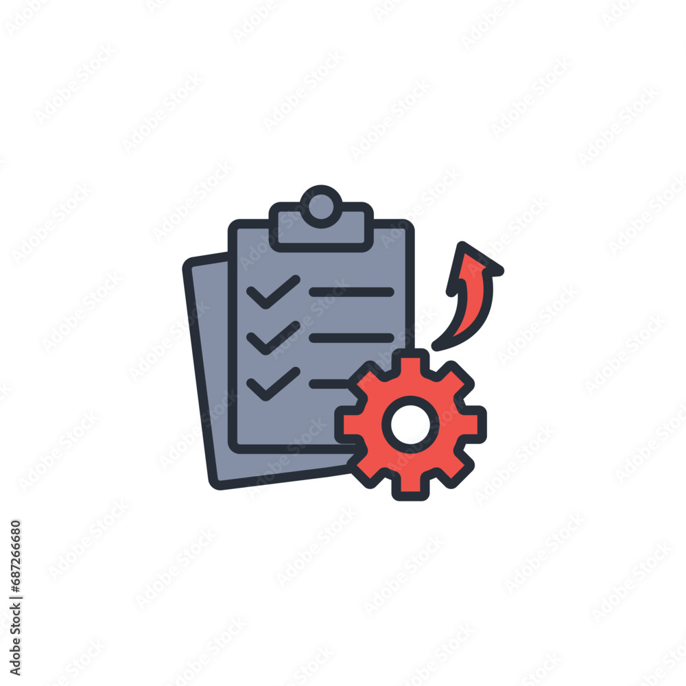Poster process icon. vector.editable stroke.linear style sign for use web design,logo.symbol illustration.