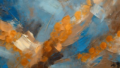 blue gold beige orange brown in an avant garde abstract color pattern abstract oil texture background paint on canvas contemporary art