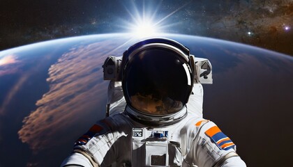 astronaut cosmonaut discovery of new worlds of galaxies panorama fantasy portal to far universe astronaut space exploration gateway to another universe 3d render