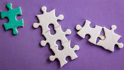 pieces of jigsaw puzzle on purple background