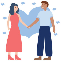 illustration of a couple in love holding hands