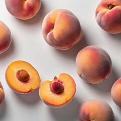 peaches on white background