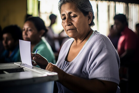 Votante en una casilla electoral votando por el pr&oacute;ximo presidente.