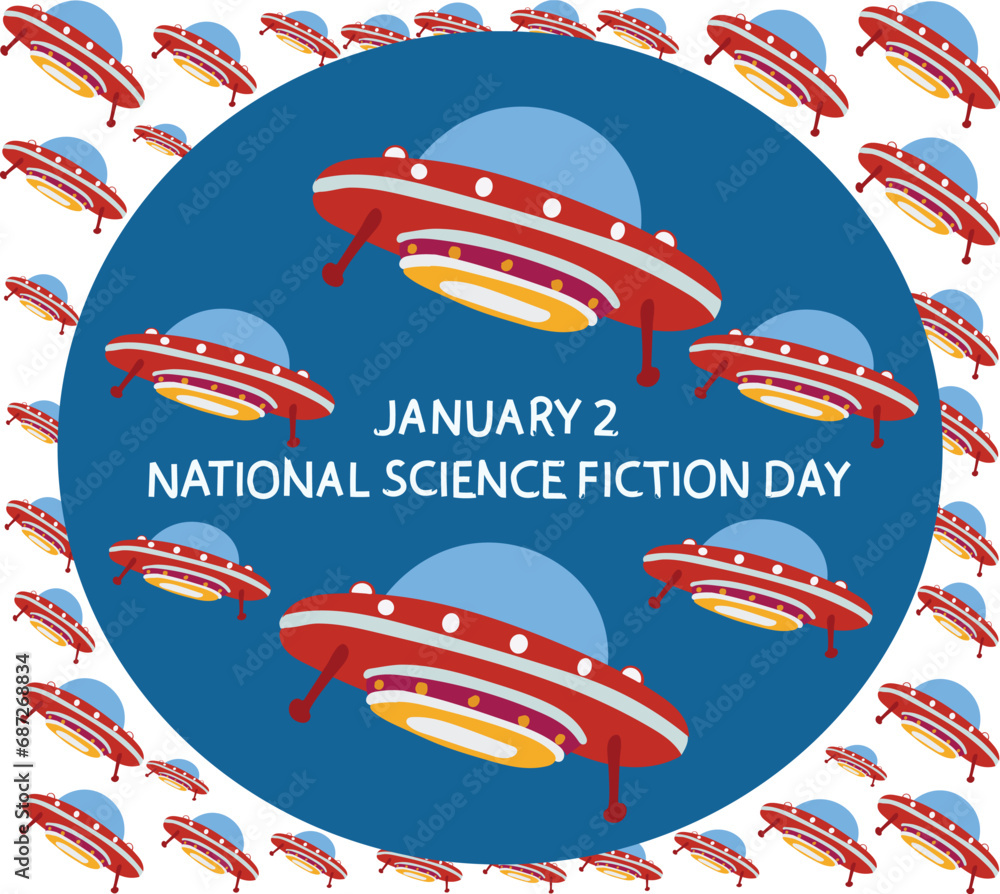 Wall mural national science fiction day is celebrated every year on 2 january.