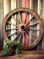 Rustic Charm: Wagon Wheel Artistry Invokes Country Elegance