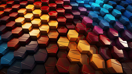 Fototapeta premium Chromatic Hexagons: Gradient Mosaic Symmetry. Generative AI