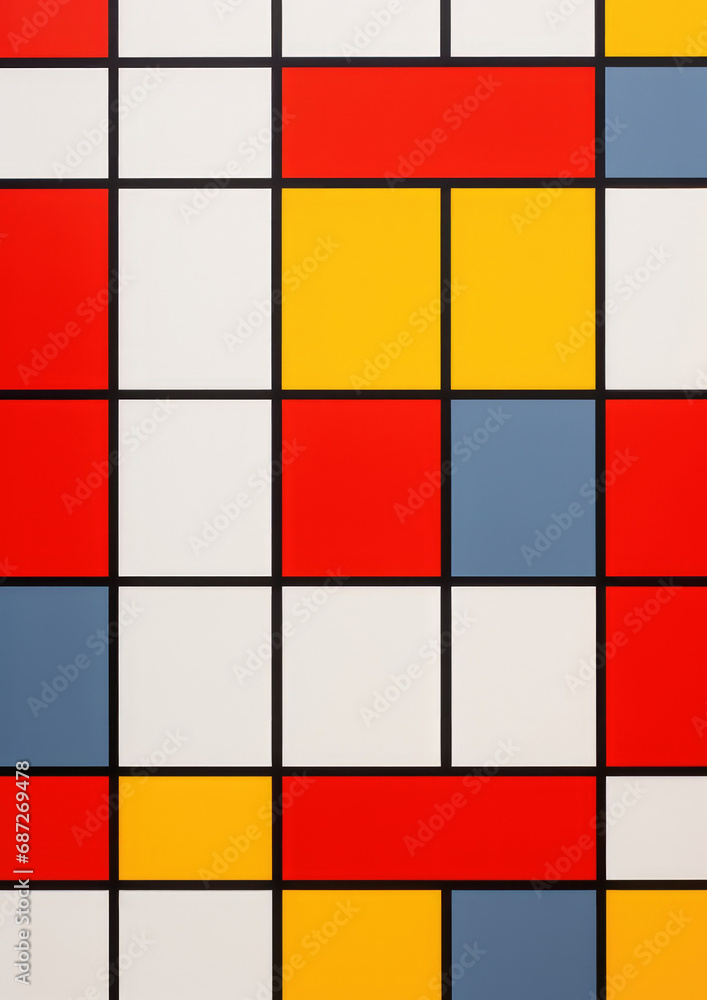 Poster mosaic modern colorful texture design pattern art background square geometric blue abstract