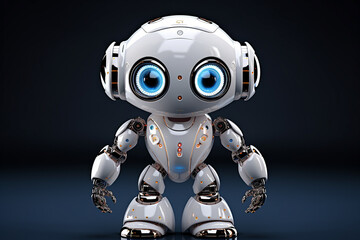 Stylish Illuminated Robotic Toy on White - Cool Brave Robot - Futuristic Tech Plaything - Created with Generative AI Tools