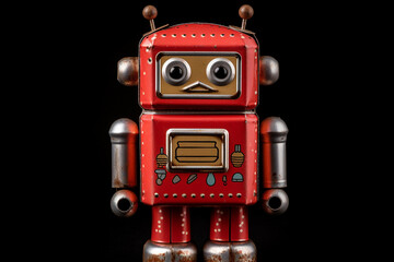 Vintage Tin Robot Toy Isolated on a Background - Retro Robot Collectible - Created with Generative AI Tools