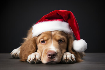 Christmas Canine: Red Santa Outfit Relaxation