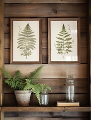 Vintage Botanical Prints: Elegant Ferns, Flowers, and Fungi in Soft Olive Greens and Rustic Browns for Farmhouse Kitchen D�cor