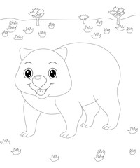 Australian animal colouring page for children 