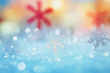 Fototapeta na wymiar Magical Holiday Bokeh with Snowflakes
