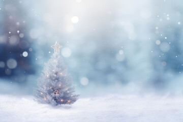 Fototapeta na wymiar Christmas Magic: Snowy Tree Silhouette