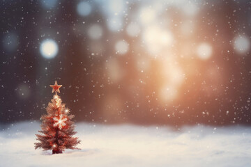 Obraz na płótnie Canvas Festive Snowy Scene: Tree in Blur