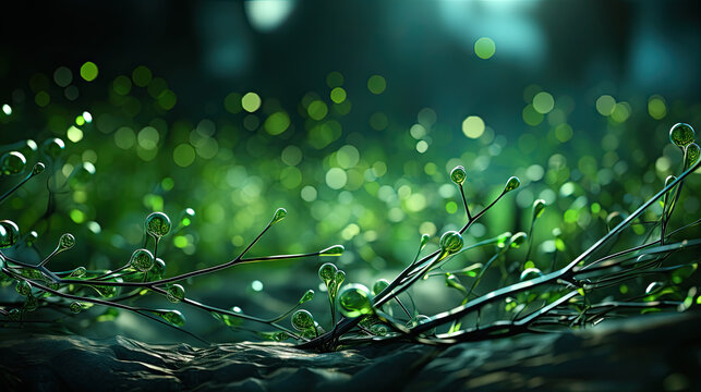 Biogenic Verdancy: Abstract Green Symphony. Generative AI