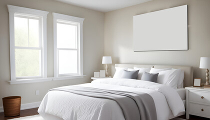 modern bedroom. mockup frame