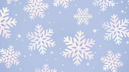 delicate winter background, white snowflakes close up on a blue background