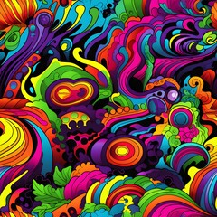 Colorful Psychedelic Swirls and Abstract Shapes