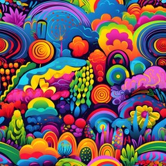 Obraz premium Psychedelic Artwork with Abstract Floral Patterns