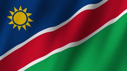 Namibia flag waving in the wind. Flag of Namibia images