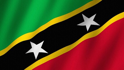 Saint Kitts and Nevis flag waving in the wind. Flag of Saint Kitts and Nevis images