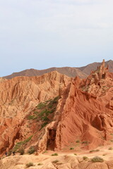 Fairytale Canyon Skazka located in Tosor next to Issyk-Kul lake, Kyrgyzstan
