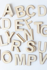 wooden alphabet letters on white