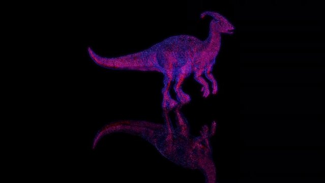 3D animation rendering, dinosaur model on a black background