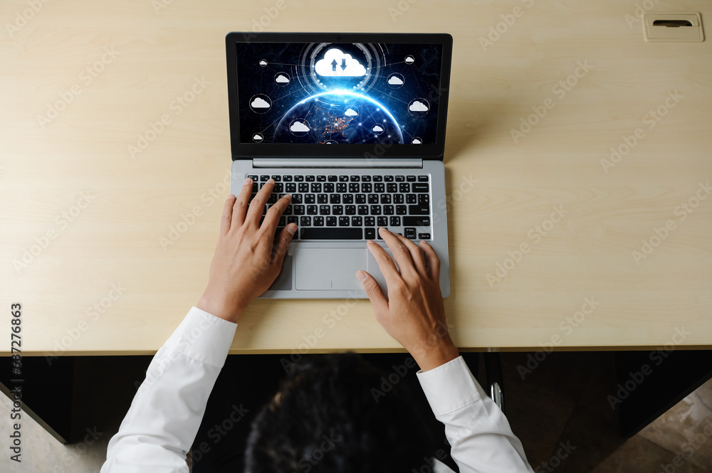 Poster cloud computing software for modish remote work and personal data storage