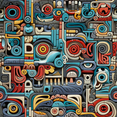 Maya Aztec Seamless tile pattern tribal AI art