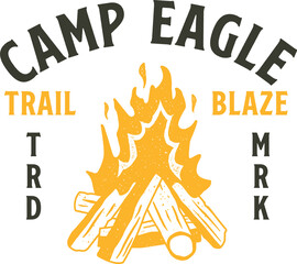 Campfire and nature themed print design