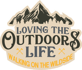 Print and embroidery design related to outdoor and mountain, nature, environmentalism.