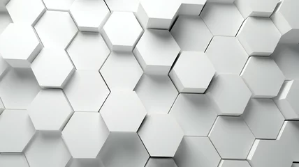 Fotobehang abstract 3d white hexagon background © Amena