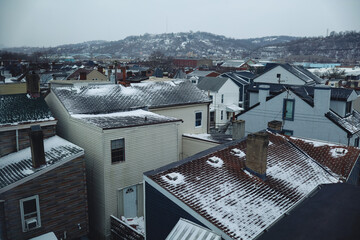 Cold Winter overcast day in Midwest and Applaican and middleclass City Pittsburgh