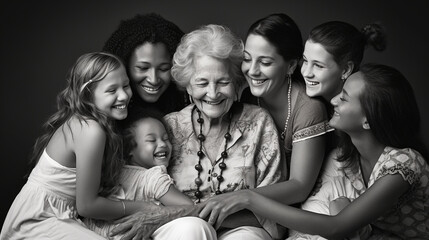 Generations in Harmony: A heartwarming picture of women across generations, highlighting the beauty of shared wisdom and experiences.