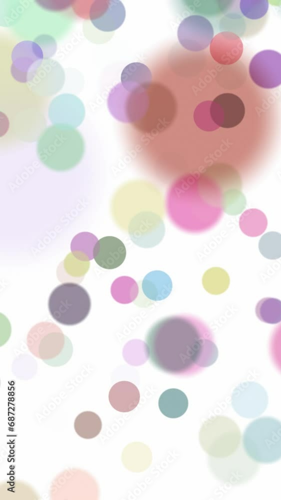 Poster beautiful colorful circle shapes vertical loop movement on white background.