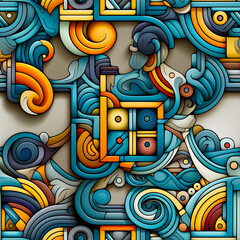 Maya Aztec Seamless tile pattern tribal AI art