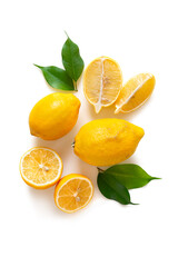 Fresh ripe citrus fruits on a white background