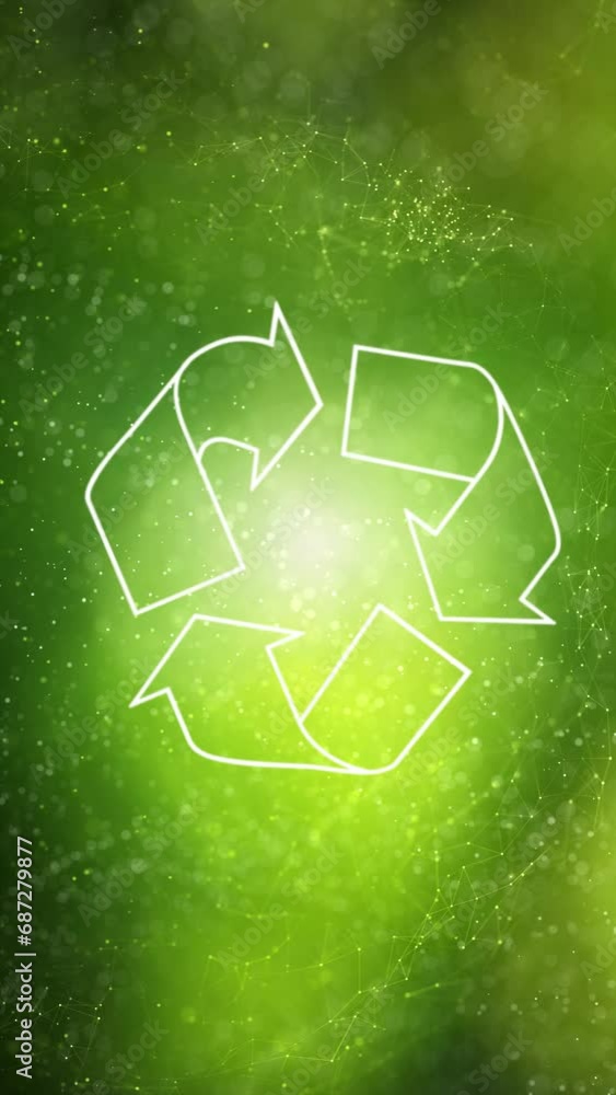 Poster loop artistic nature bokeh with recycle symbol loop motion