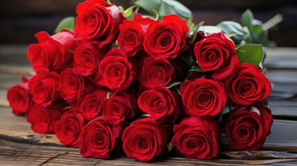 A bouquet of red roses. A luxurious gift for Valentine's Day and women's Day.