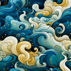 Seamless tile line pattern AI art