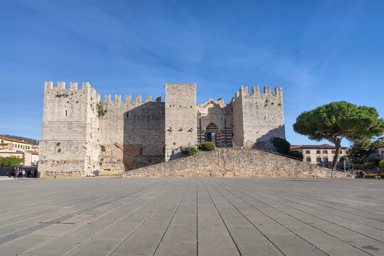 Castello dell'Imperatore - medieval castle with crenellated walls and towers built for emperor Frederick II in Prato, Italy