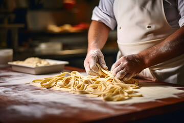 chef preparing pasta