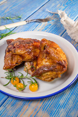 Chicken quarters baked.