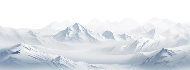Serene landscape of snowy peaks and majestic mountains, cut out - Powered by Adobe