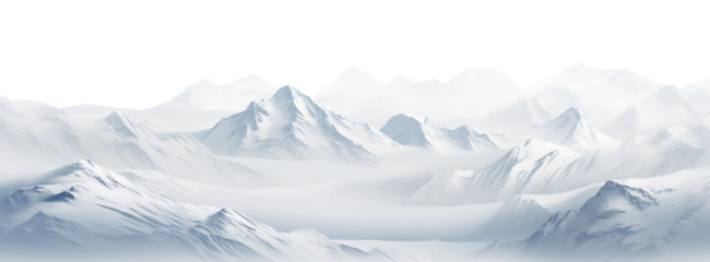 Serene landscape of snowy peaks and majestic mountains, cut out