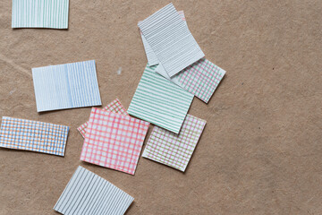 random paper tiles with lines on plain paper