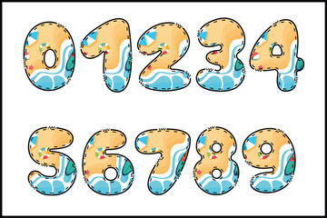 Naklejka premium Handcrafted Hello Summer number color creative art typographic design